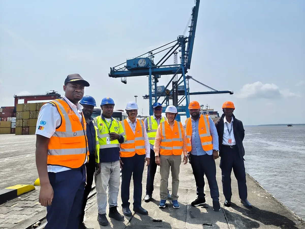 Libraa's team at the port in Cameroon